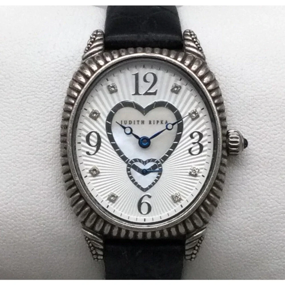Judith Ripka Womens Watch 30mm Heart MOP Dial Sterling Silver New Battery